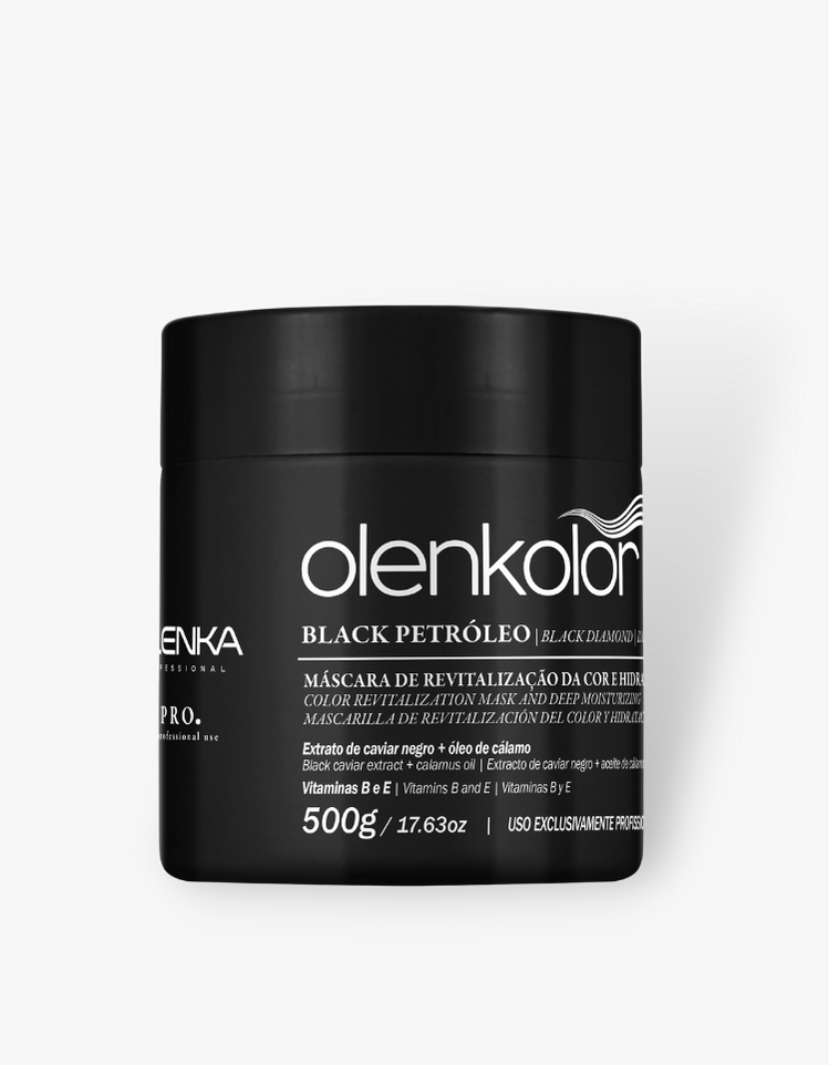 MÁSCARA DE REVITALIZAÇÃO DA COR BLACK PETRÓLEO OLENKOLOR - OLENKA